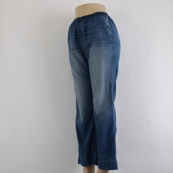 Life Nature Love Jeans Sz S X 30 Blue Denim Elastic Waist Pockets 100% Cotton - Picture 3 of 12